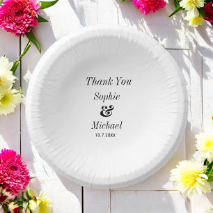 Black White Wedding Bride Groom  Paper Plate