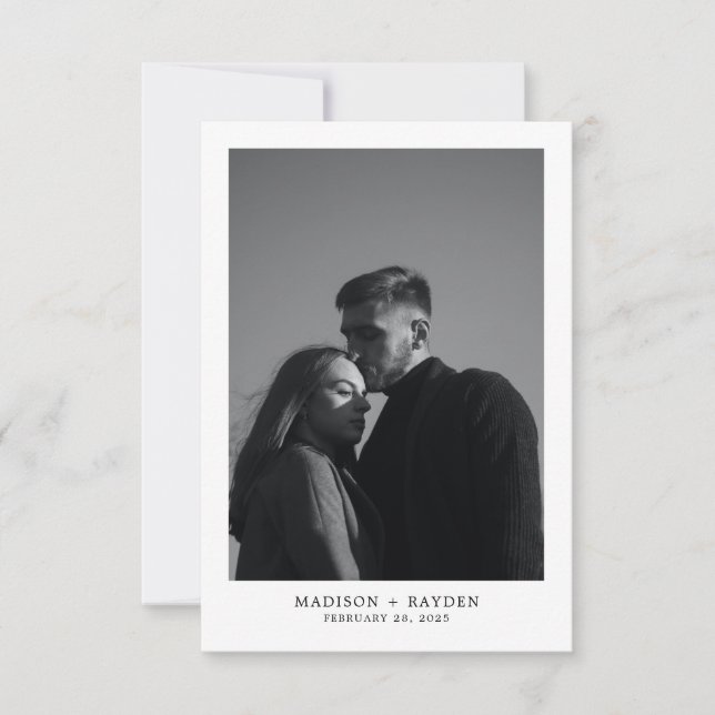 Black White Wedding Carte de remerciement avec pho (Devant)