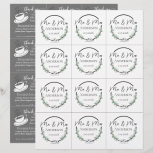 Black White Wedding Colours Tea Bag Wedding