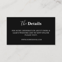 Black & White Wedding Details Enclosure Cards