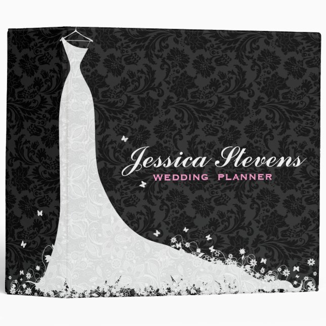Black & White Wedding Dress & Vintage Lace 3 Binder (Front/Spine)