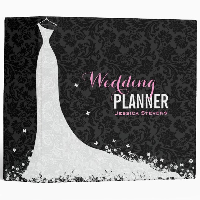 Black & White Wedding Dress & Vintage Lace 3a Binder (Front/Spine)