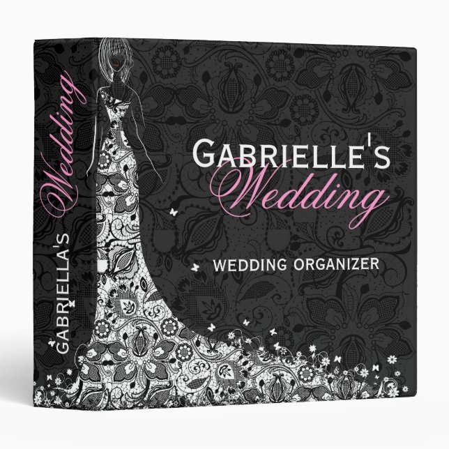 Black & White Wedding Dress & Vintage Lace Binder (Front/Spine)