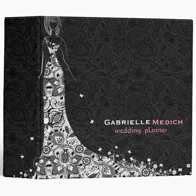 Black & White Wedding Dress & Vintage Paisley Binder (Front/Spine)