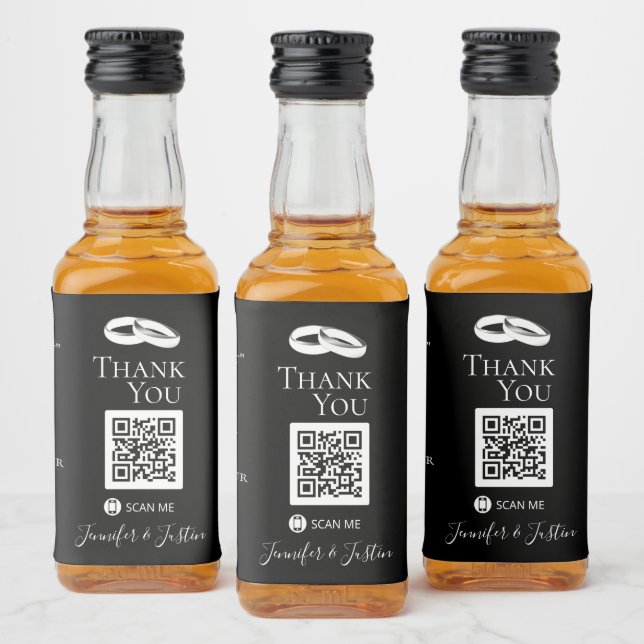 Black White Wedding Mini Alcohol Wedding Favours Liquor Bottle Label (Bottles)