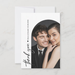 Black White Wedding Minimalist Arch Photo  Thank You Card