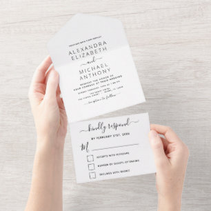 Black White Wedding Modern Typography All In One I All In One Invitation