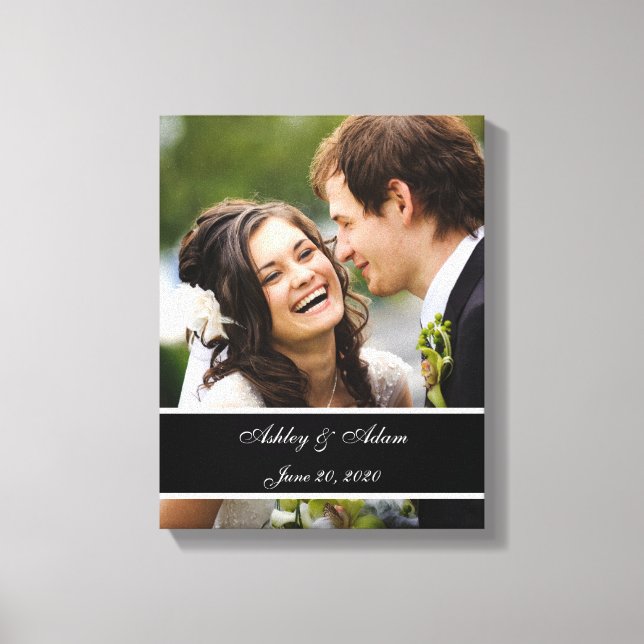 Black White Wedding Photo Personalized Canvas Print (Front)