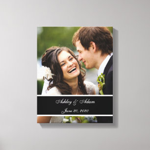 Black White Wedding Photo Personalized Canvas Print