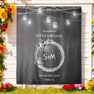 Black White Wedding Photo Prop Chalkboard Backdrop Tapestry