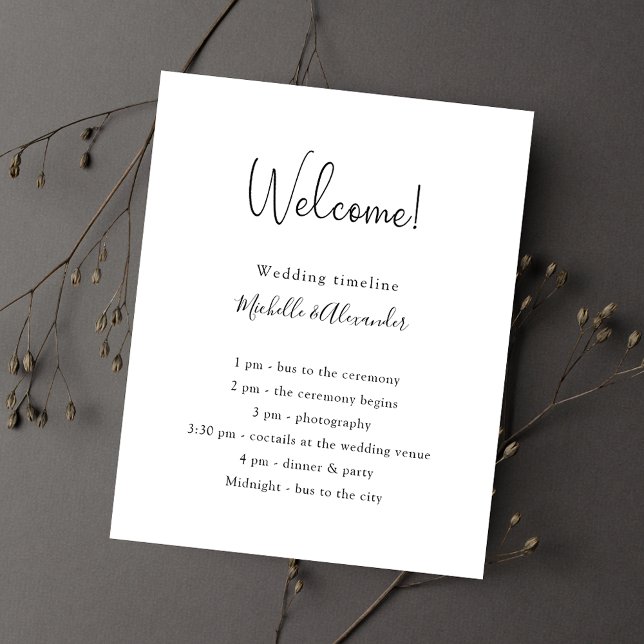 Black white wedding program details budget (Creator Uploaded)