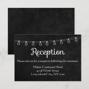 Black & White Wedding Reception Chalkboard Lights Invitation