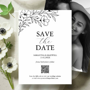Black & White Wedding Save The Dates with Picture Save The Date