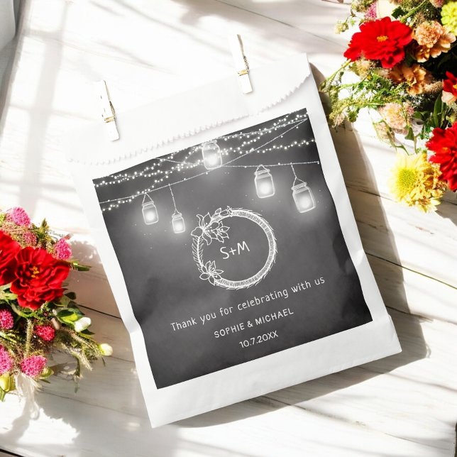 Black White Wedding String Lights  Favour Bag (Creator Uploaded)