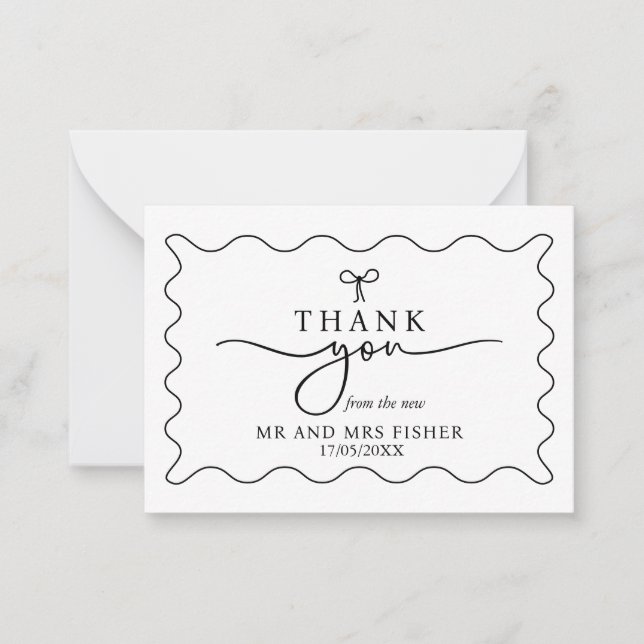 Black & White Wedding Thank You Card Monochrome (Front)