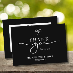 Black & White Wedding Thank You Card Monochrome 