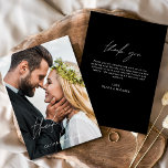 Black White Wedding Thank You Photo Minimalist<br><div class="desc">Wedding Thank You Cards that have a photo on the front and back. The Thank you cards contain a modern white and Black hand lettered cursive script typography that are elegant,  simple and modern to use after you minimalist simple wedding day celebration.</div>