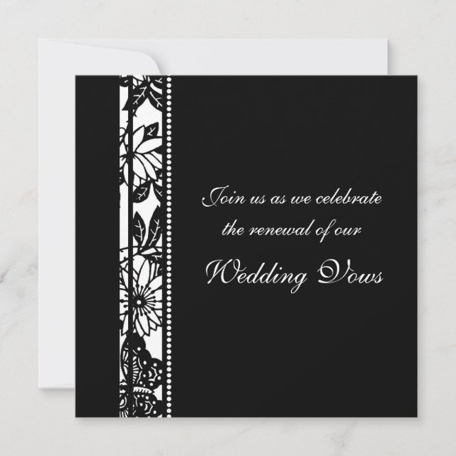 Black & White Wedding Vow Renewal Invitations (Front)