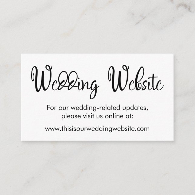 Black & White Wedding Website Detail Insert Card (Front)