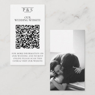 Black & White Wedding Website QR Code Photo Rsvp Enclosure Card
