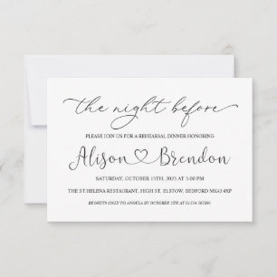 Black White Welcome to the Night Before  Invitation