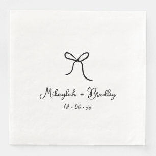 Black & White Whimsical Bow Personalized Wedding  Napkin