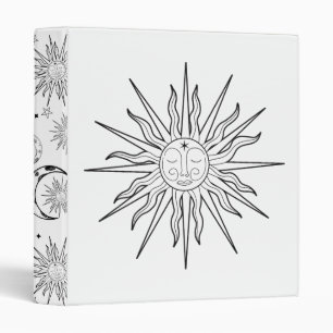 Black & White Whimsical Sun Celestial Astrology Binder