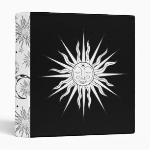 Black & White Whimsical Sun Celestial Astrology Binder