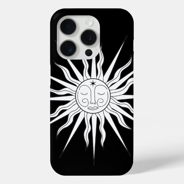 Black & White Whimsical Sun Celestial Astrology Case-Mate iPhone Case (Back)