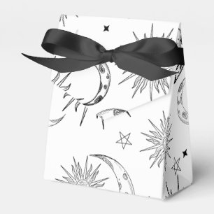 Black & White Whimsical Sun Celestial Birthday Favor Box