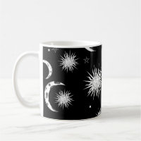 Black & White Whimsical Sun Moon & Stars