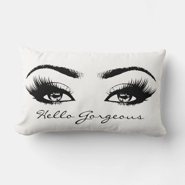Black White White Eyes Makeup Lash Hello Gorgeous Lumbar Pillow (Front)