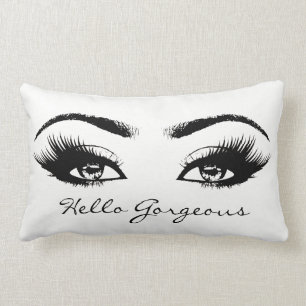 Black White White Eyes Makeup Lash Hello Gorgeous Lumbar Pillow