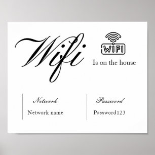 Black & White Wifi Password and Network Sign