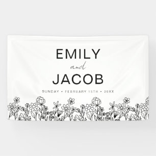 Black White Wildflower Boho Wedding In Bloom Banner