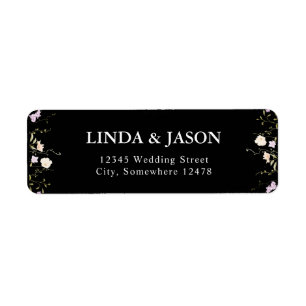 Black & White Wildflowers Wedding Return Address