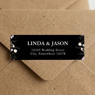 Black & White Wildflowers Wedding Return Address
