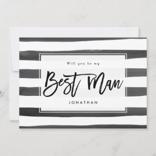 black white will you be my best man proposal card
