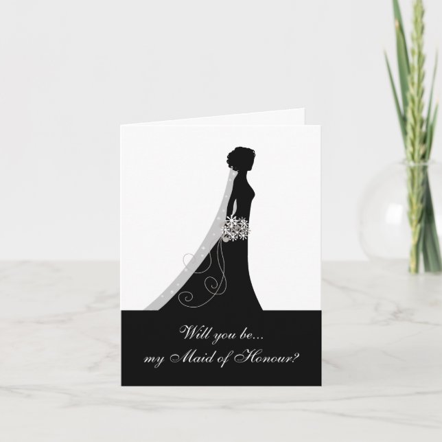 Black White, Will You Be My Maid of Honour? Invitation (Front)