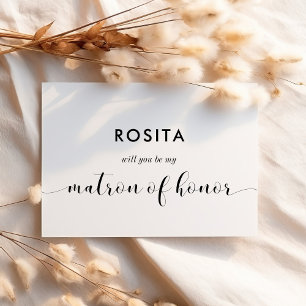 Black & white will you be my Matron of honour card