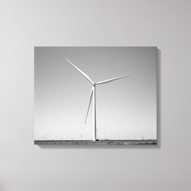 Black & White Wind Turbine in Oklahoma 16x20 Canvas Print (Front)