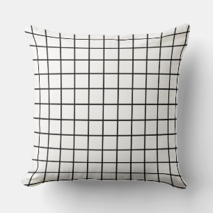 Black & White Windowpane Grid Pattern Throw Pillow