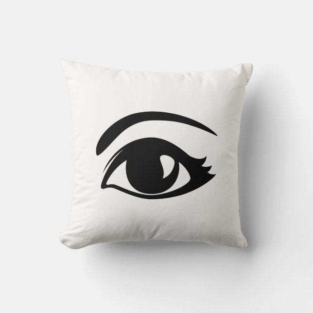 Black & White Winking Eye (Left) Throw Pillow (Front)