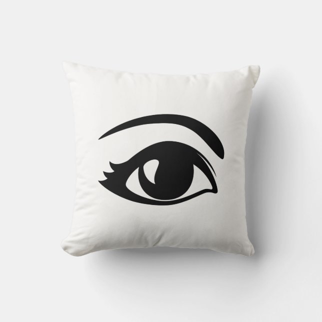 Black & White Winking Eye (Right) Throw Pillow (Front)