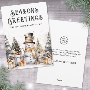 Black White Winter Business Christmas Holiday Card