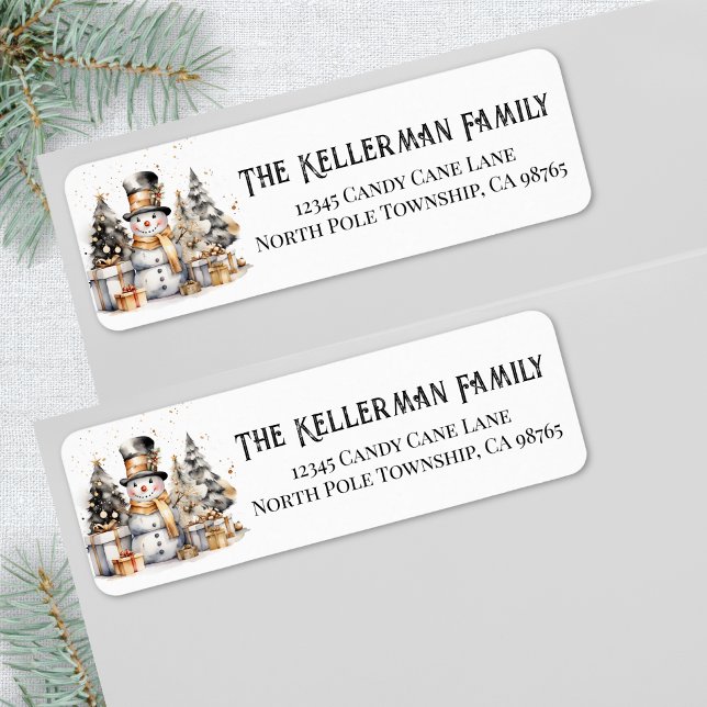 Black White Winter Christmas Return Adresse (Black White Winter Christmas Return Address label)