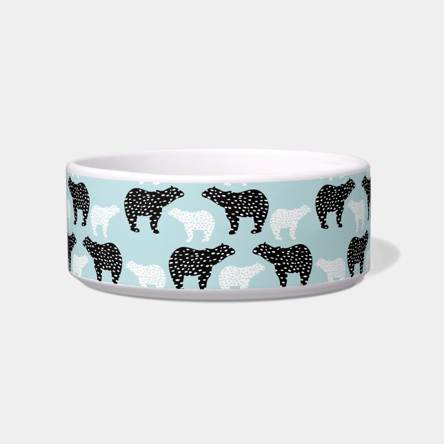Black White Winter Forest Bear Bowl (Front)