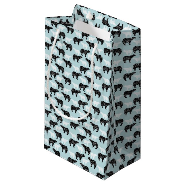 Black White Winter Forest Bear Small Gift Bag (Front Angled)