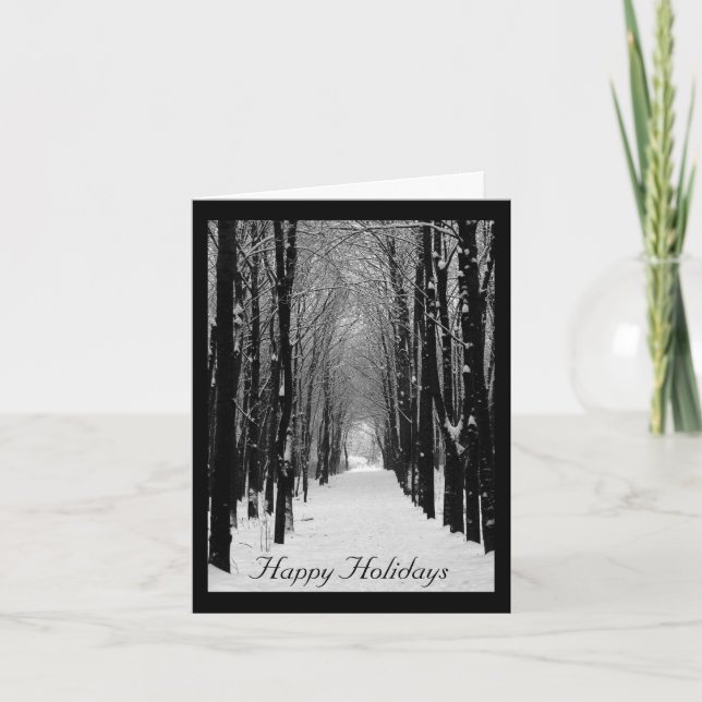 Black & White Winter Photo Holiday Greeting Card (Front)