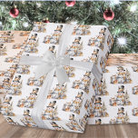 Black White Winter Snowman Christmas Wrapping Paper<br><div class="desc">Invite guests to your holiday party with this charming winter snowman-themed invitation. Featuring an elegant watercolor design, the centerpiece is a delightful black and white snowman wearing a cute top hat, and gold scarf, surrounded by golden accents. At the base, festive trees and presents complete the scene, adding a whimsical...</div>